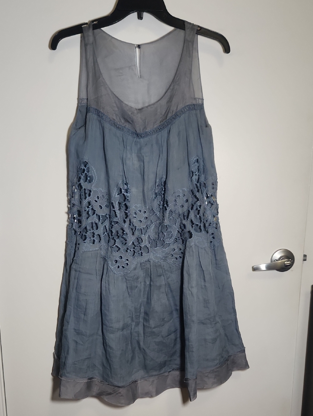 ERMANNO SCERVINO | 100% Ramie & Silk Lace Inset Dress | Made in Italy | IT 38